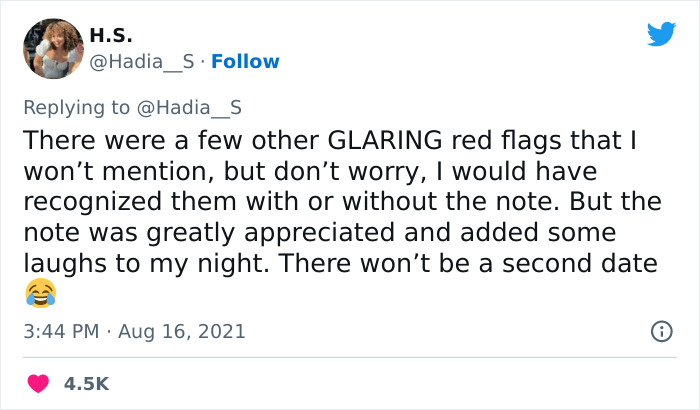 Woman Praises Guy For Giving Her A Note Saying Her Date Is A Red Flag After Listening To Their Convo Woman Praises Guy For Giving Her A Note Saying Her Date Is A Red Flag After Listening To Their Convo