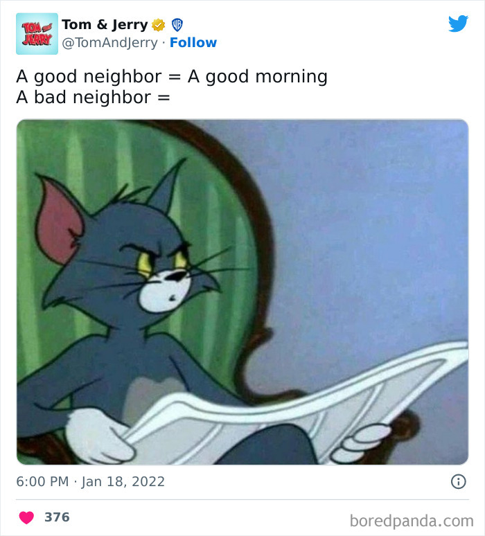 Good and bad neighbor Tom from Tom And Jerry meme