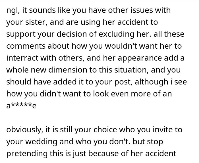 “AITA For Uninviting My Mom From My Wedding?”: Bride Doesn’t Want Her Disabled Sister At Her Wedding, Causing Massive Rift In Family “AITA For Uninviting My Mom From My Wedding?”: Bride Doesn’t Want Her Disabled Sister At Her Wedding, Causing Massive Rift In Family