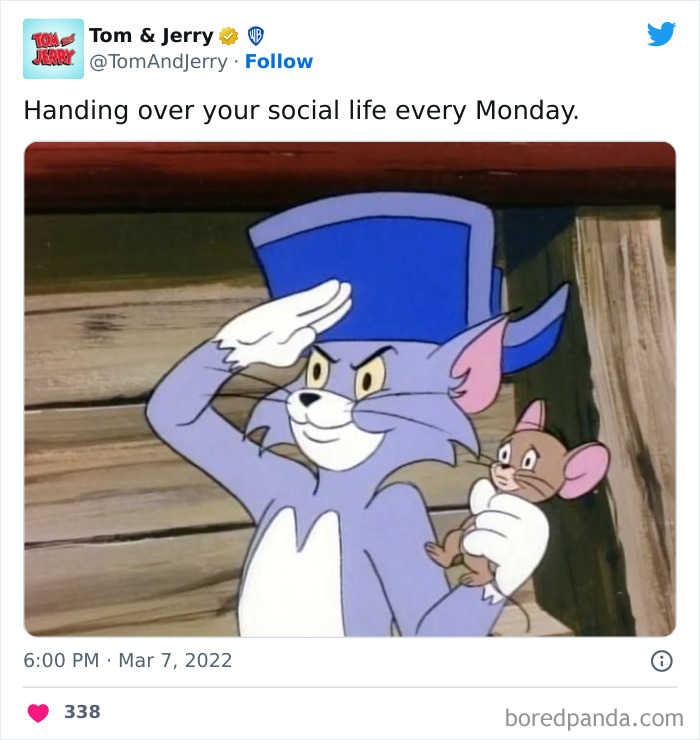 Social life on Mondays Tom And Jerry meme