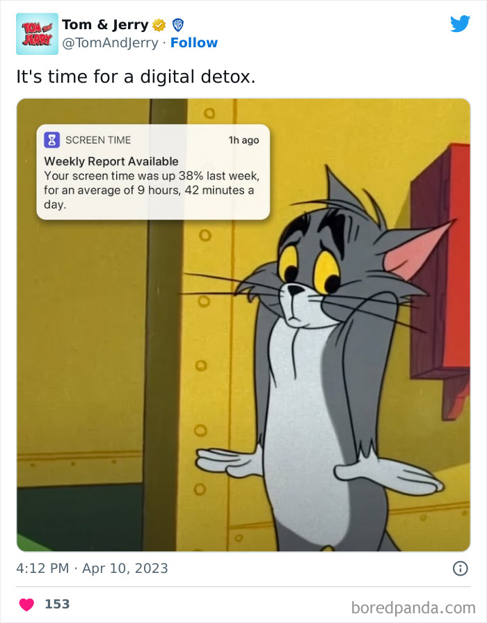 Digital detox Tom from Tom And Jerry meme