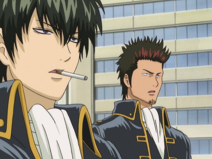 Toshiro Hijikata smoking and looking from Gintama