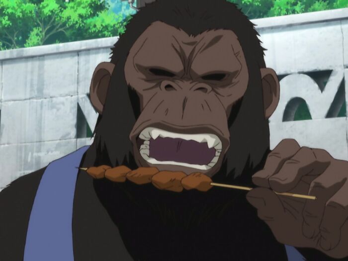 Kondou Isao (Gorilla) eating from Gintama