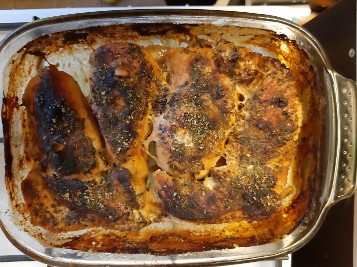 Forgot The Chicken In The Oven. It Tasted Ok, Though, If You Put Away The Burnt Crust