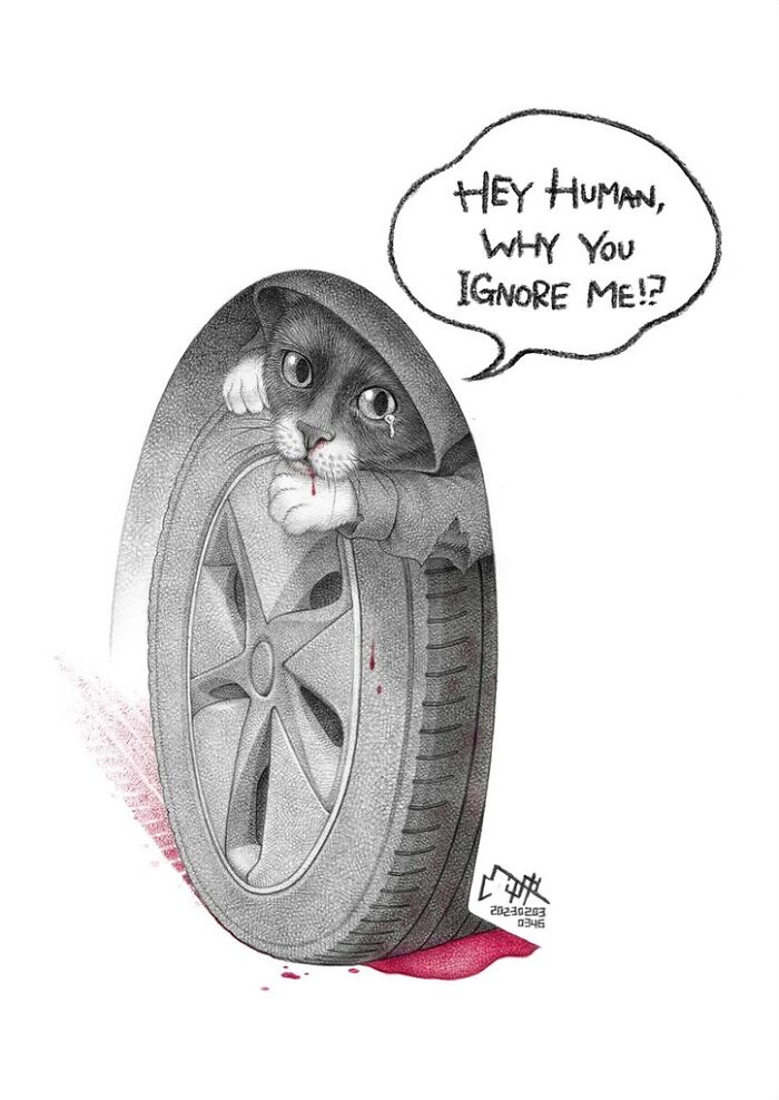 Artist Tries To Raise Awareness About Animal Abuse With These 23 New Uncomfortable Illustrations