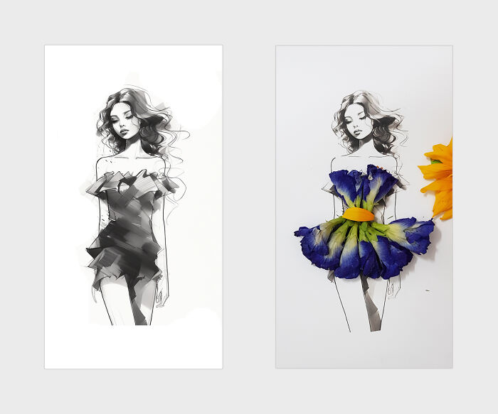 A Short Dress Crafted From Enchanting Butterfly Pea Flowers, A Captivating Ode To Nature's Ethereal Allure