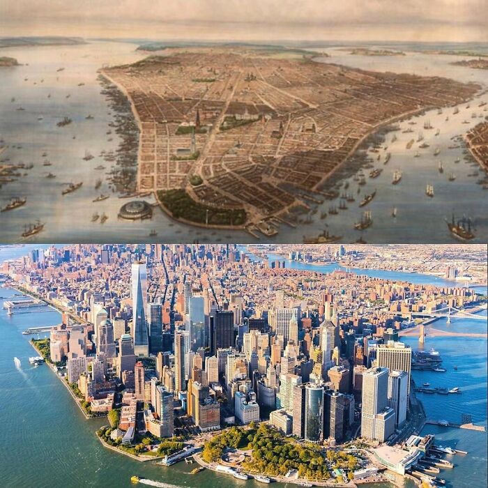 Manhattan en 1851 y en el presente