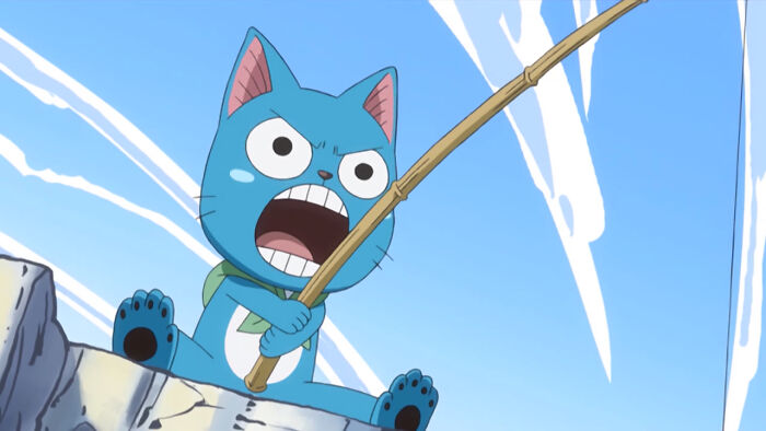 Happy shouting and catching fish from Fairy Tail