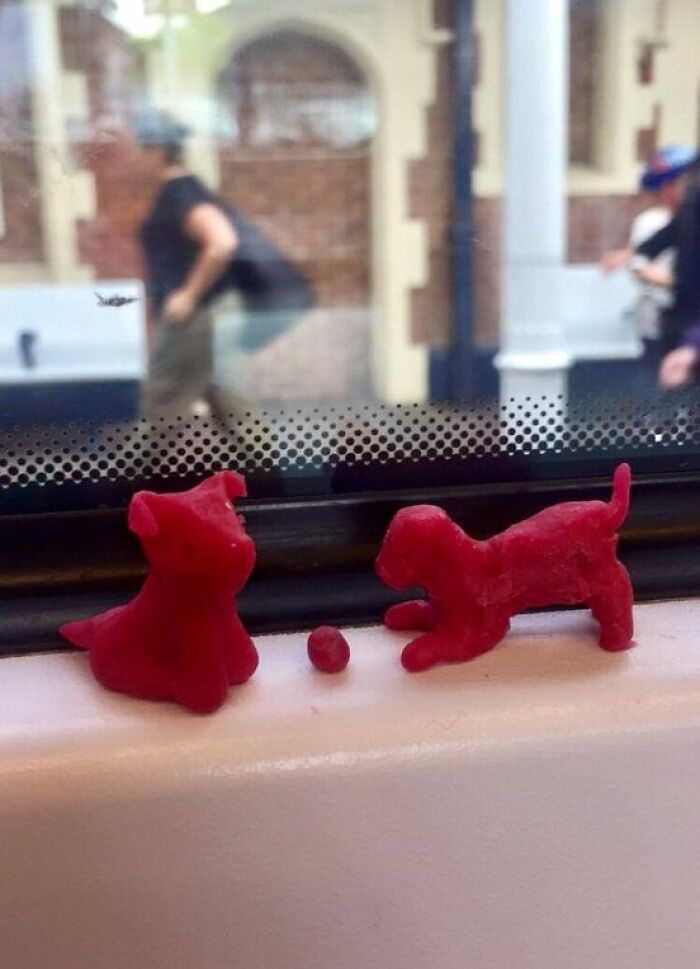 Somebody Made These Out Of Babybel Cheese Wax And Left Them On The Train