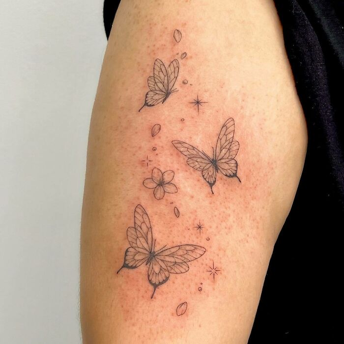 simple Butterfly Family arm Tattoo