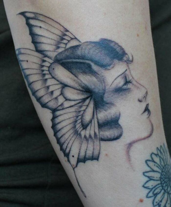 Butterfly Lady arm Tattoo