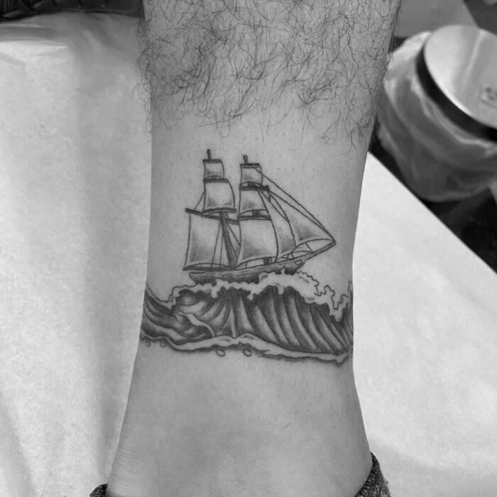 Ship band ankle tattoo