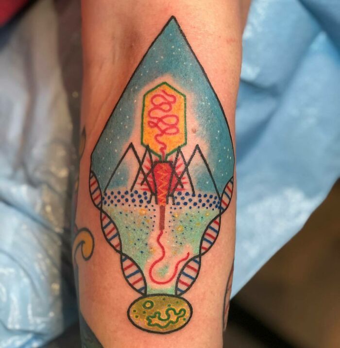 Colorful science tattoo