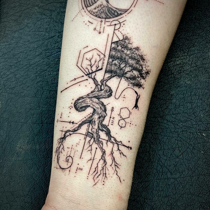 Fibonacci tree tattoo