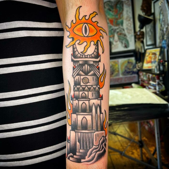 The Dark Tower arm tattoo 