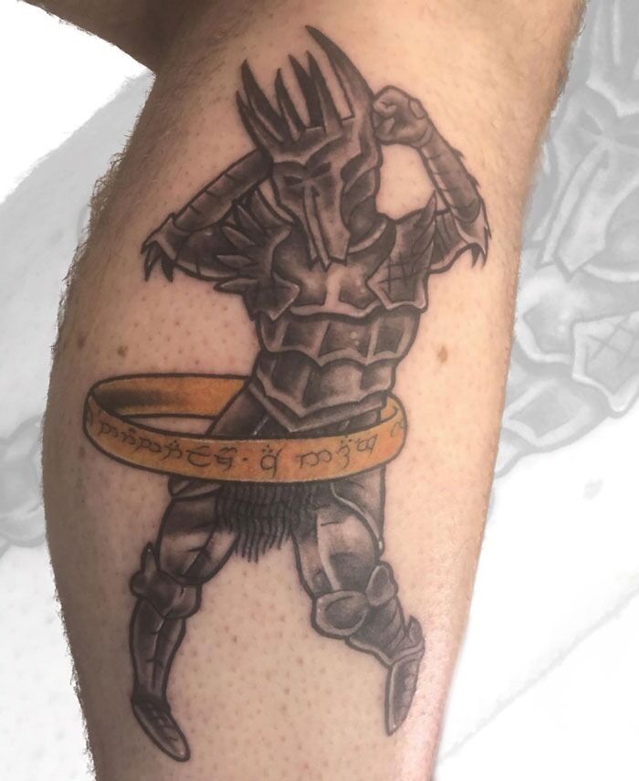 Sauron with hula hoop as Ruling Ring tattoo