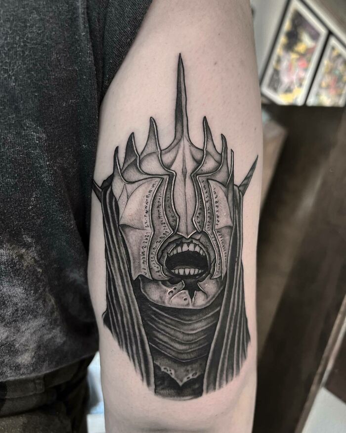 Sauron face tattoo 