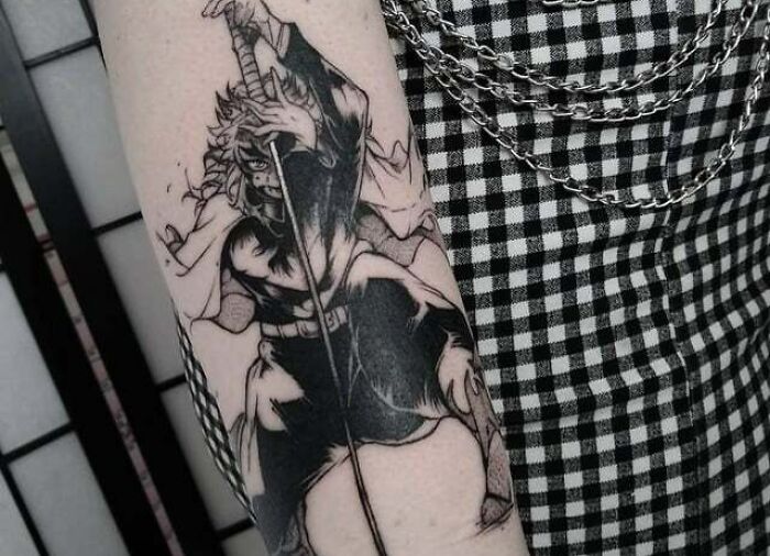 Rengoku fighting arm Tattoo From Demon Slayer