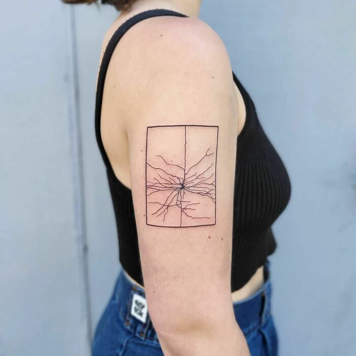 Minimal Ramon y Cajal pyramidal neuron arm tattoo