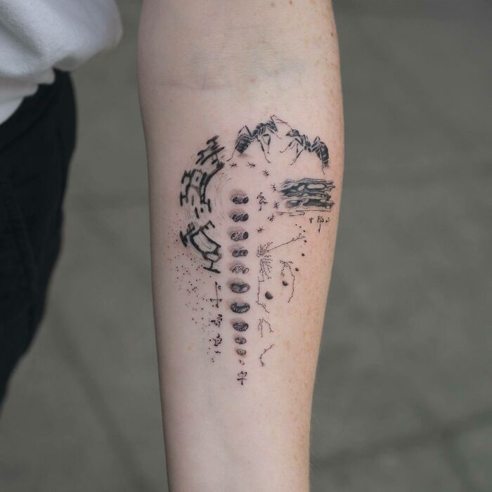 Ant evolution arm tattoo
