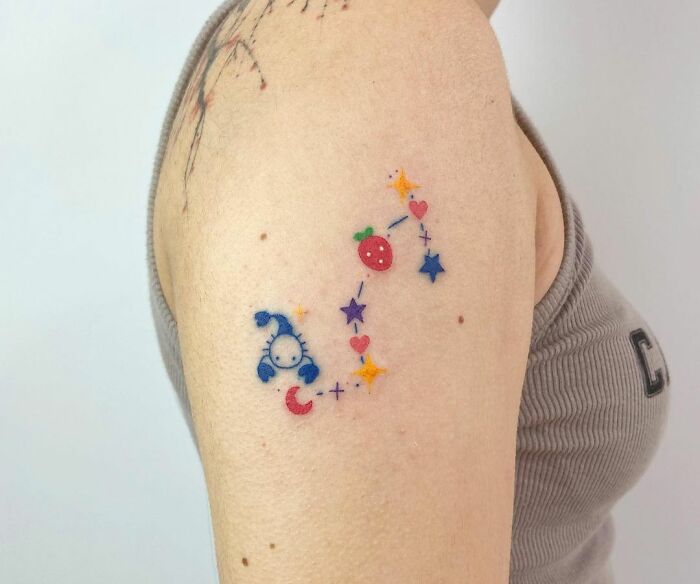 Cute Scorpio constellation shoulder tattoo