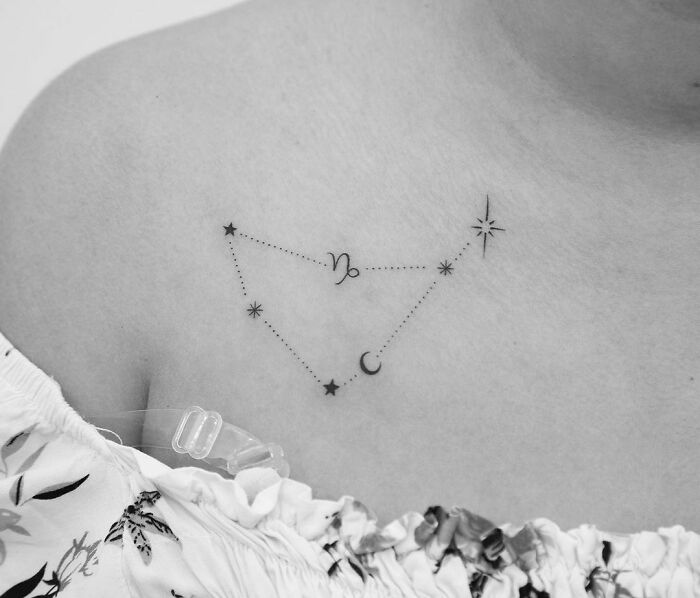 Tiny Capricorn constellation tattoo