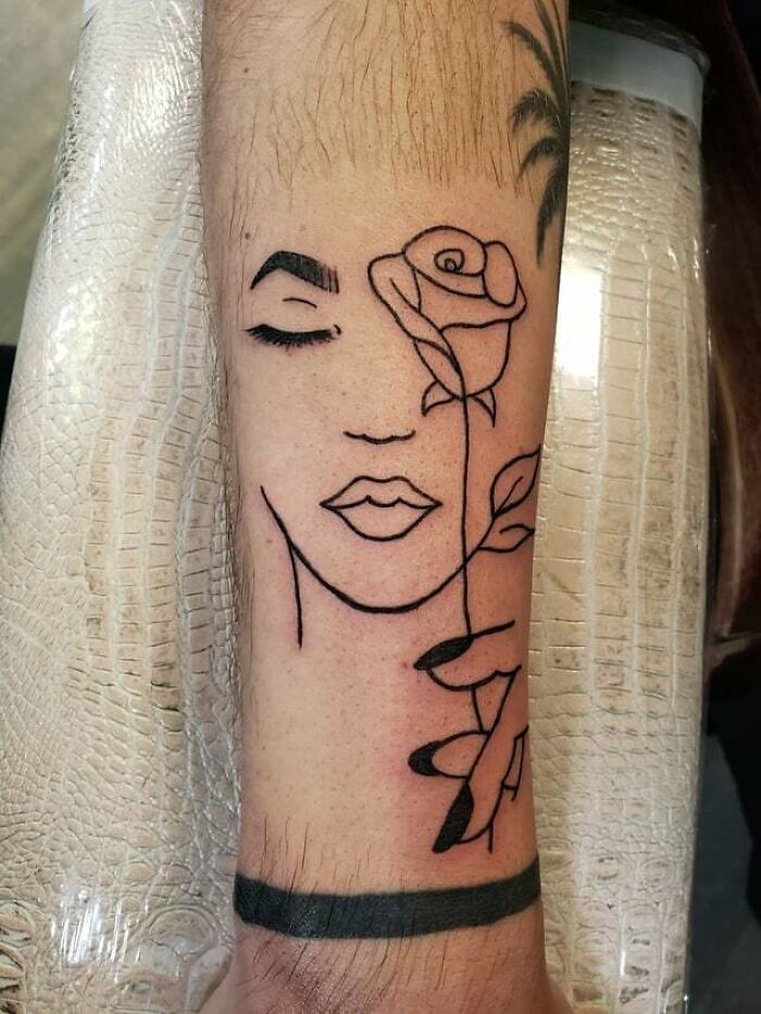 Abstract Rose Girl hand Tattoo