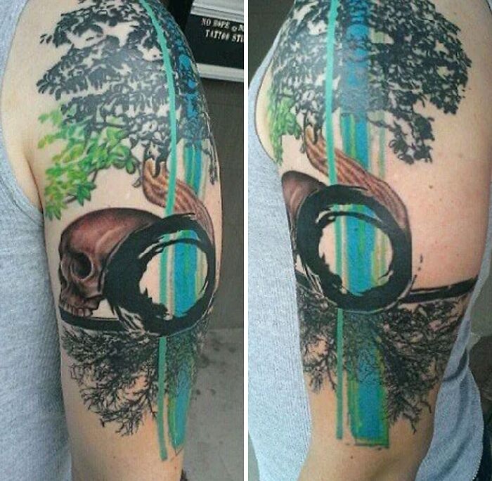 Abstract and colorful Circle Of Life hand Tattoo