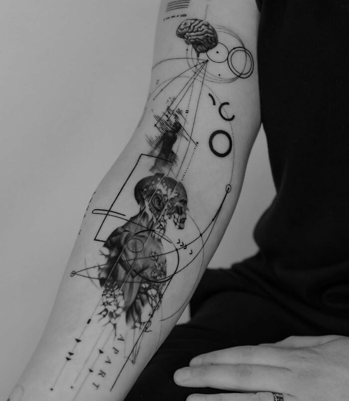 Human anatomy arm tattoo