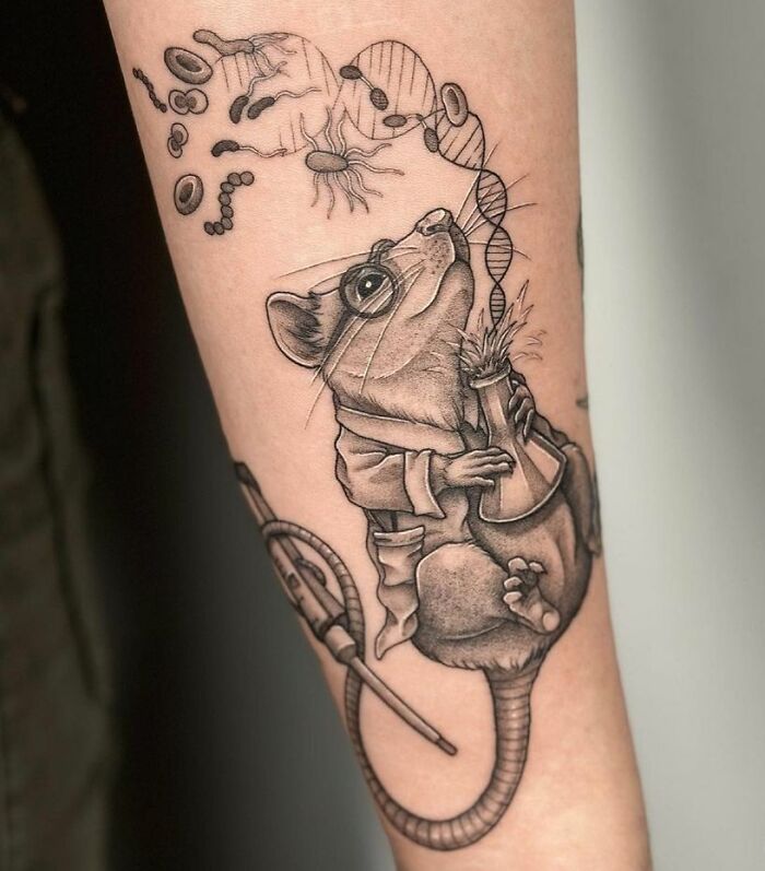 Lab rat arm tattoo