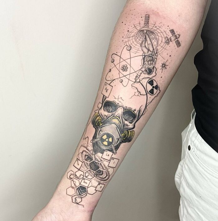 Science tattoo on arm