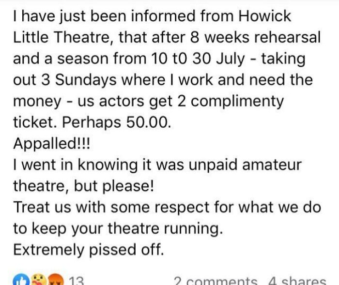Should Have Been Paid For Amateur Theatre