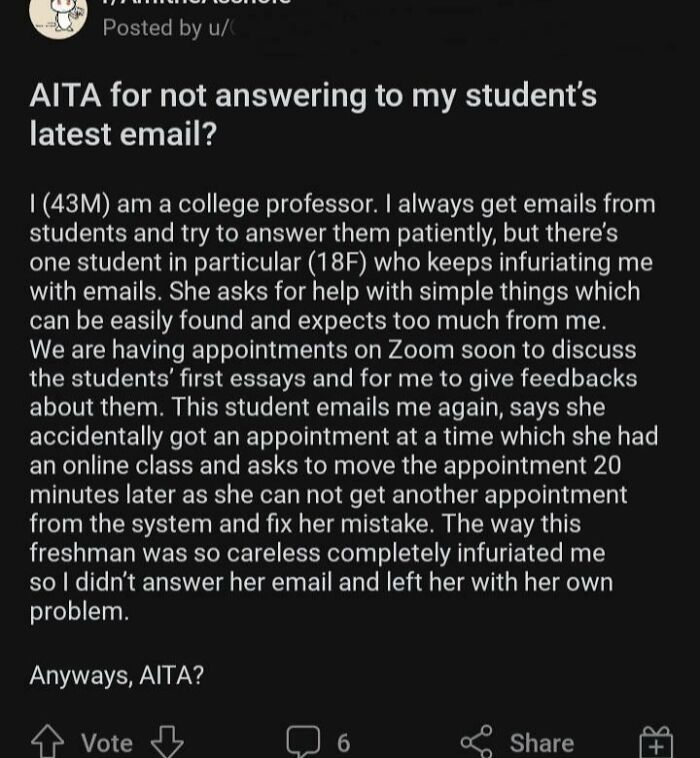 How Dare A Student Expect A Professor To Help Them With Class? /S
