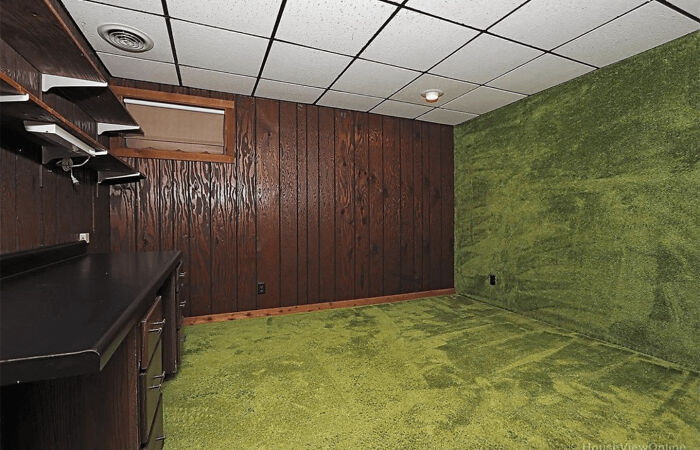 Carpet Wall & Psychedelic Wallpaper In Never Updated 1975 Basement