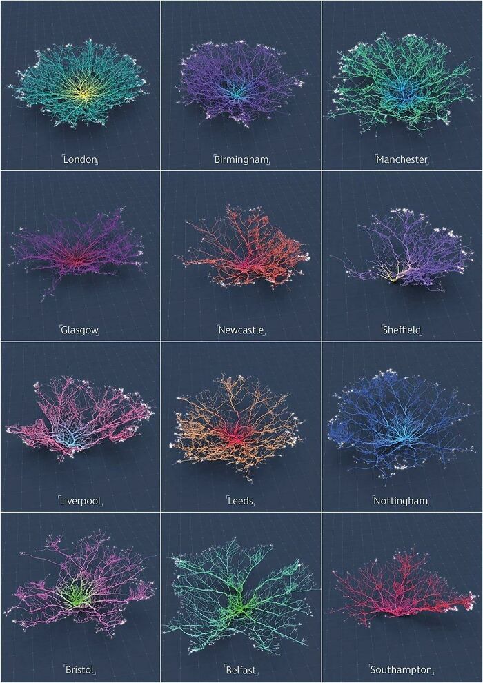 From Flowing Data. Coral-Like Cities To Show Road Networks
