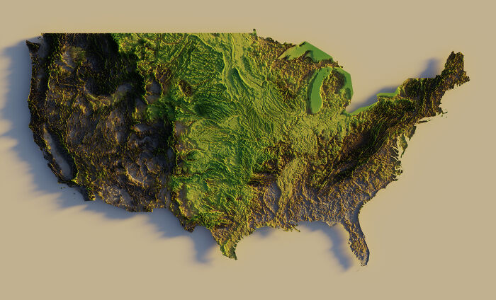3D Surface Produced From Wind Speed Data Over At 100m Altitude Over The Continental Us