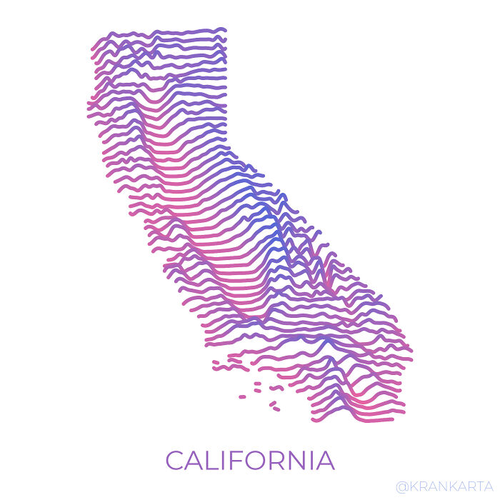 Abstract Art Visualising California Topography