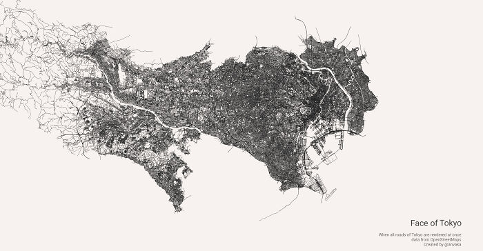 [oc] I Rendered Every Single Road In Tokyo Area On One Map. Love The Results
