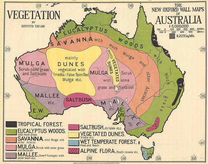 1920s Map Of Australia And Its Vegetation Zones