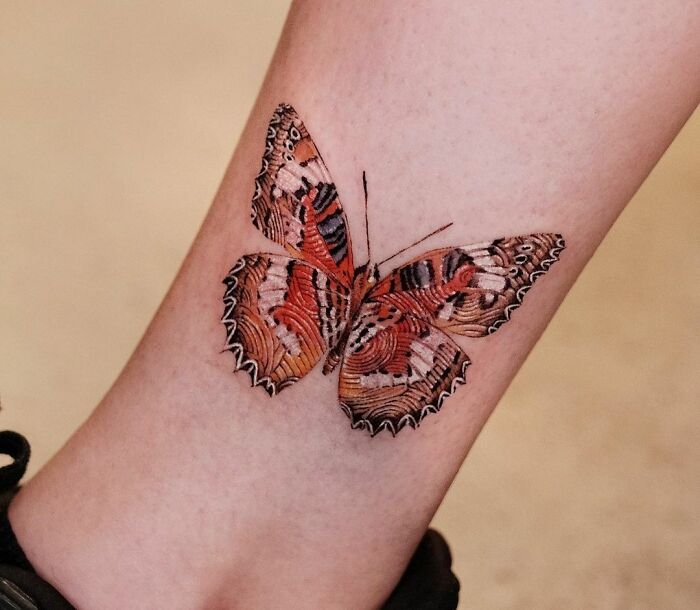 pattern butterfly leg tattoo