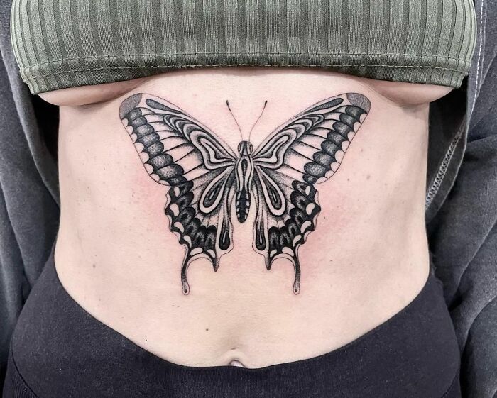 abstract Butterfly stomach Tattoo