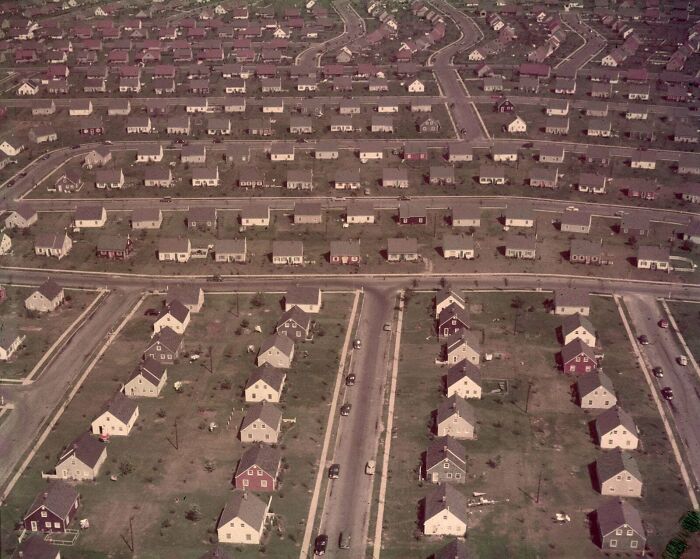 This Is Levittown, The First American-Style Suburb, Built By William Levitt On Long Island, NY. It Was "Whites Only." It Was Built In 1947, And Served As A Direct Model For Future American Suburbs