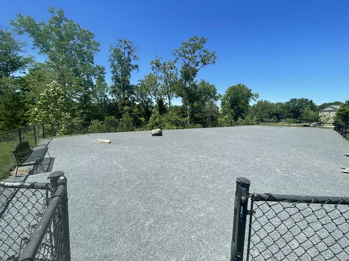 Our Lovely Hoa Dog Park—no Shade, No Turf, Just Gravel And Rocks