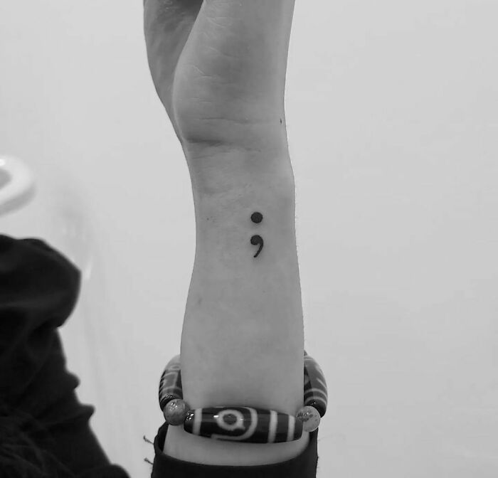 semicolon wrist tattoo