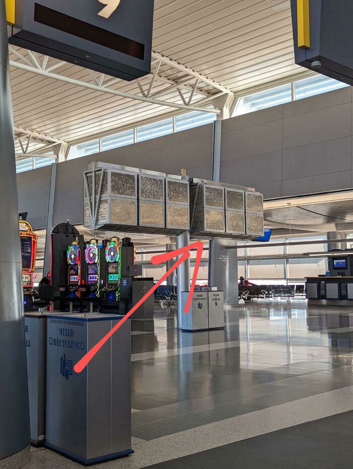 Grid Of Large Metal Cubes On A Pole, Located In The Las Vegas Airport. Not Making Any Noise And No Lights, Maybe An Air Filter Or Something? Located About 8ft Off The Ground And Maybe 20ft Long
