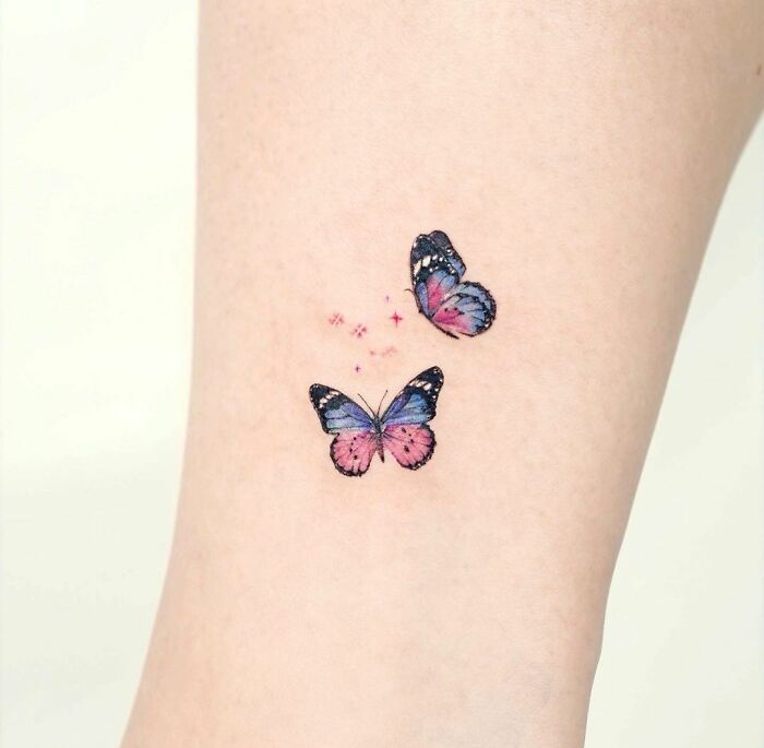 Colorful butterflies tattoo 
