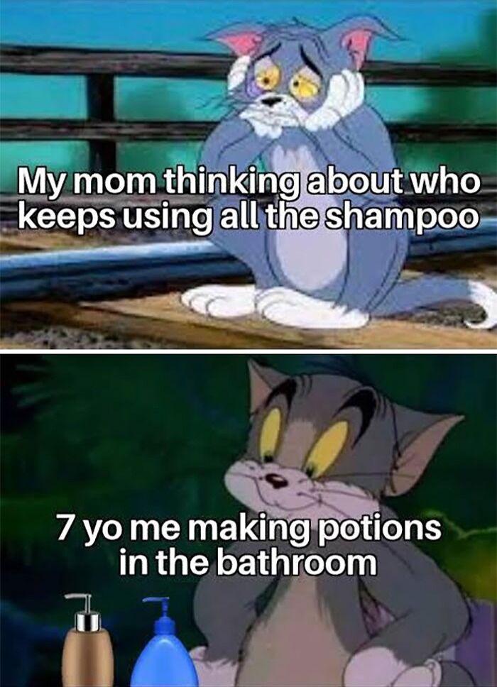 Using all the shampoo Tom from Tom And Jerry meme