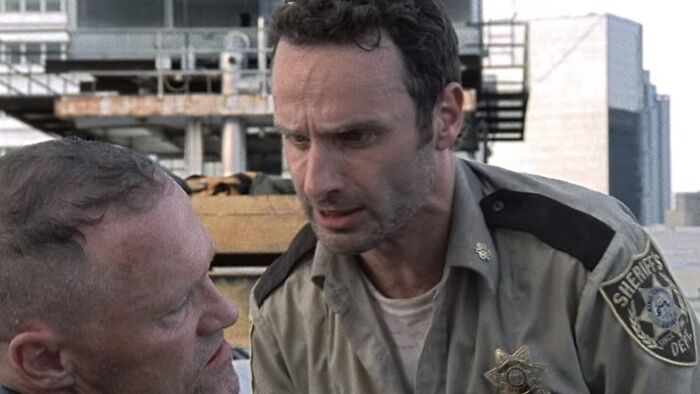 Rick Grimes talking to Merle Dixon