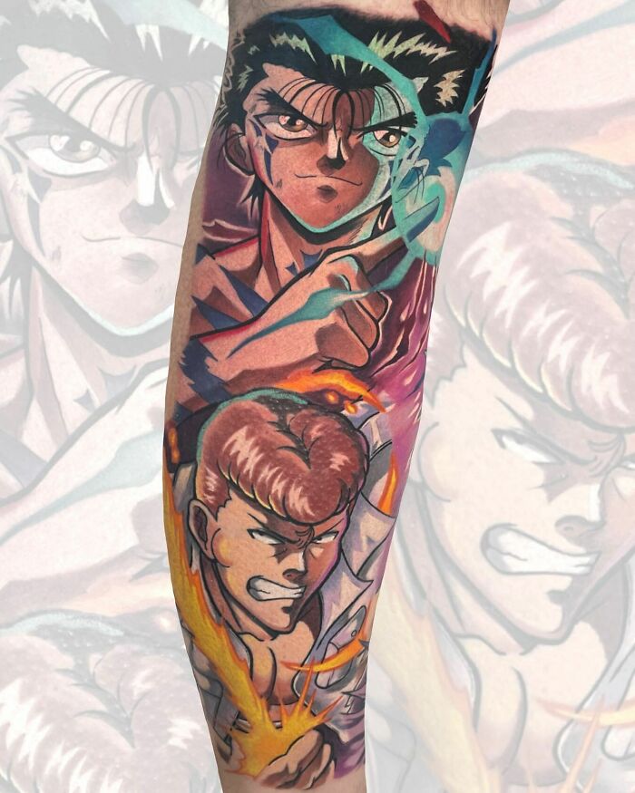 Color Yusuke And Kuwabara arm Tattoo