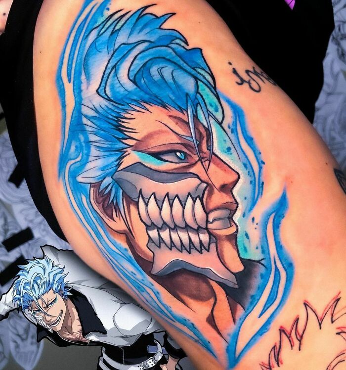 Blue Grimmjow From Bleach Tattoo